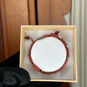 Wood stone bracelet red tone